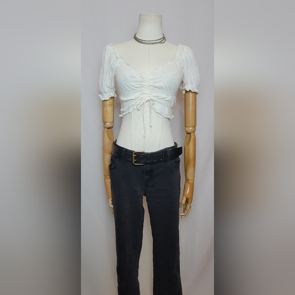 Urban Outfitters Cinched Puff Sleeve Crop Top, Size Small